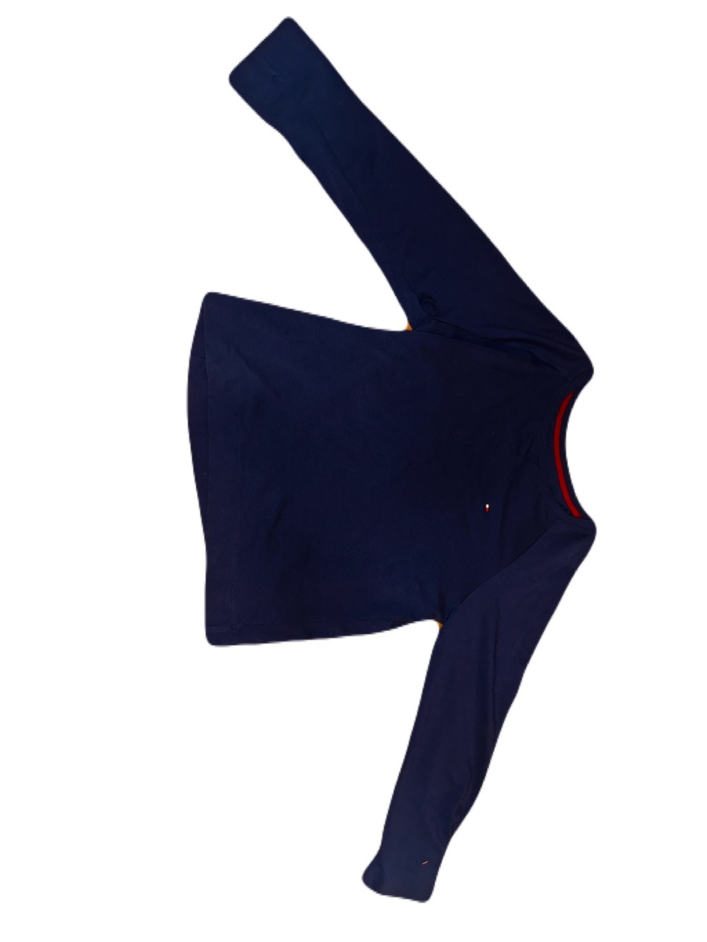 Tommy Hilfiger Navy Blue Crewneck Sweater with Red Trim